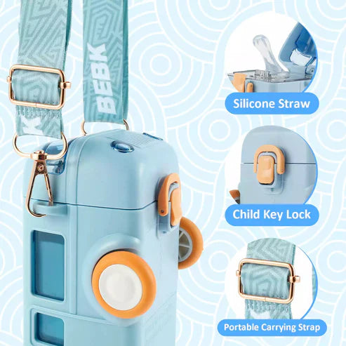 Bus Shape Water Bottle with Straw for Kids