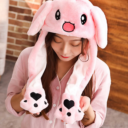 【Happier】 Rabbit Hat Ear Moving Jumping Hat Funny Bunny Plush Hat Cap For Women Girls Cosplay Bonnet Bunny Ears Holiday Hat