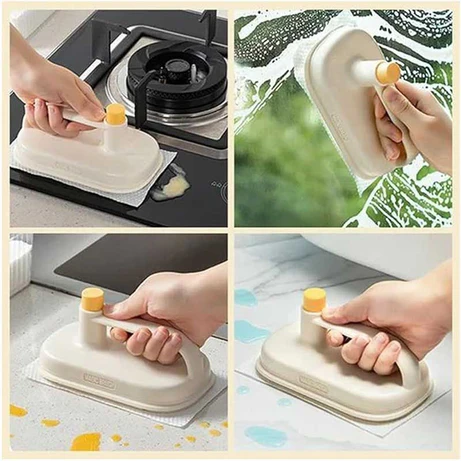 itchen Cleaning Brush, Multipurpose Stain and Grease Remover, Hands-Free, Reusable Dirt Removal Pad